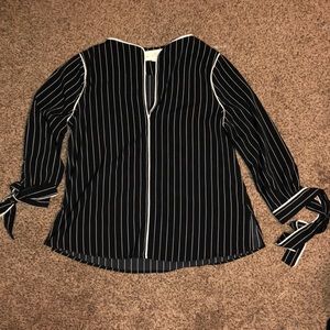 Black and white striped blouse